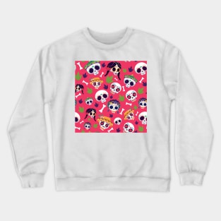 Brightly Colored Skulls Halloween pattern Crewneck Sweatshirt